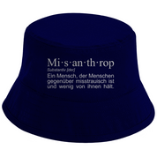 Bucket Hat mit Motiv | Misanthrop - Ein Mensch, der Menschen gegenüber misstrauisch ist und wenig von ihnen hält. | Mallorca Hut für Feiern und Partys Sommerhut