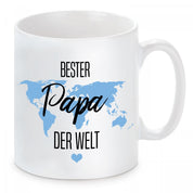 Tasse mit Motiv - Bester Papa der Welt mit Weltkarte