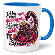 Herzbotschaft Skorpion Tasse – Ich bin nicht nachtragend, ich vergesse nur nichts – Lustige Sternzeichen Tasse mit Skorpion Motiv – Geschenk für Frauen, Freundin und Skorpion Geborene – 330 ml