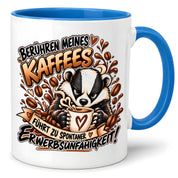 Herzbotschaft Dachs Tasse – Berühren meines Kaffees führt zu spontaner Erwerbsunfähigkeit – Lustige Kaffeetasse mit frechem Dachs Motiv – Geschenk für Kaffeeliebhaber, Kollegen und Büro – 330 ml