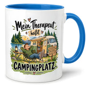 Camping Tasse Mein Therapeut heißt Campingplatz 330 ml Geschenk Camper Wohnmobil Campingfan Geburtstag Weihnachten