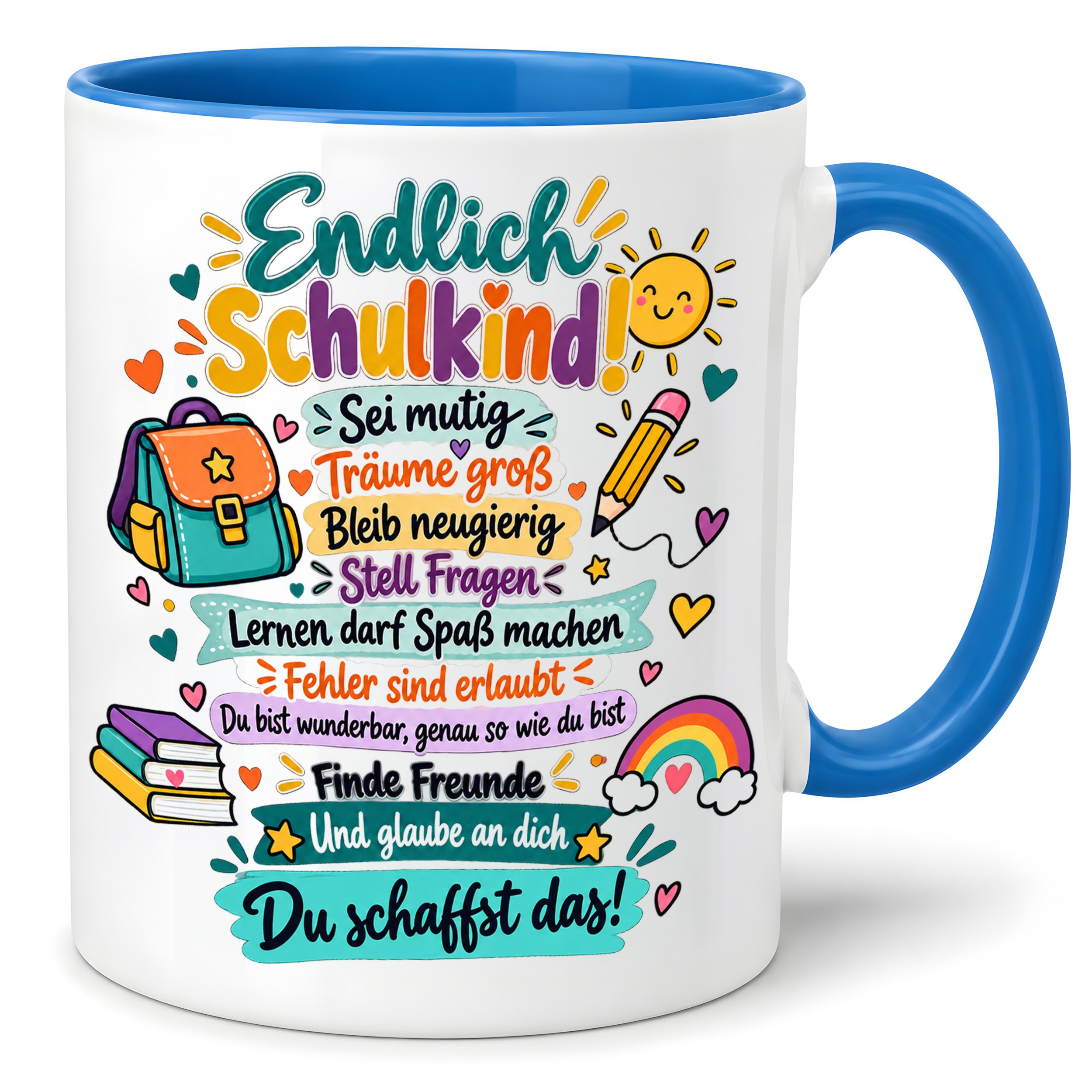Tasse Schulkind Einschulung Geschenk Mutmacher Schule Schulanfang Kaffeetasse für Mädchen Jungen Geburtstag Schulstart 330 ml