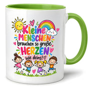 Tasse Erzieherin Geschenk Kleine Menschen große Herzen Kita Kindergarten Dankeschön Pädagogin Geburtstag Weihnachten 330 ml Kindergärtnerin