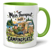 Camping Tasse Mein Therapeut heißt Campingplatz 330 ml Geschenk Camper Wohnmobil Campingfan Geburtstag Weihnachten