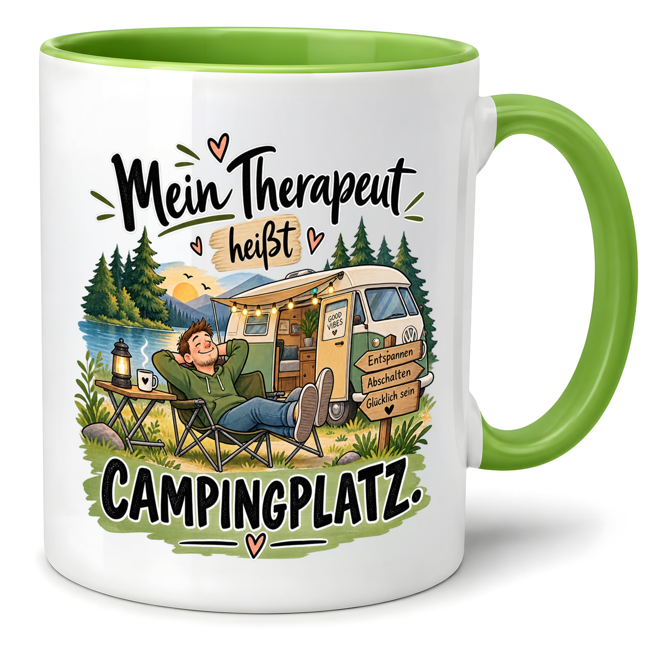 Camping Tasse Mein Therapeut heißt Campingplatz 330 ml Geschenk Camper Wohnmobil Campingfan Geburtstag Weihnachten