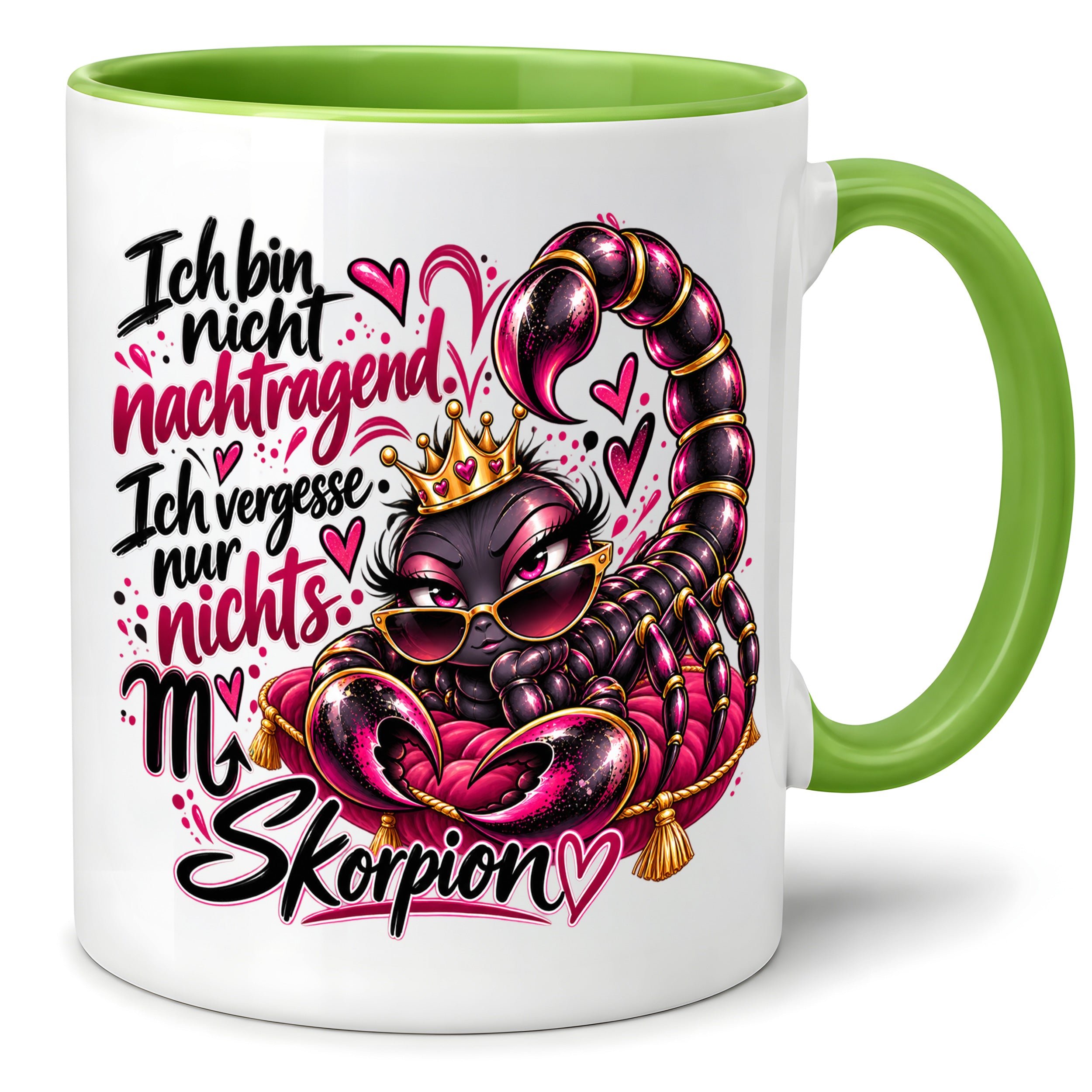 Herzbotschaft Skorpion Tasse – Ich bin nicht nachtragend, ich vergesse nur nichts – Lustige Sternzeichen Tasse mit Skorpion Motiv – Geschenk für Frauen, Freundin und Skorpion Geborene – 330 ml