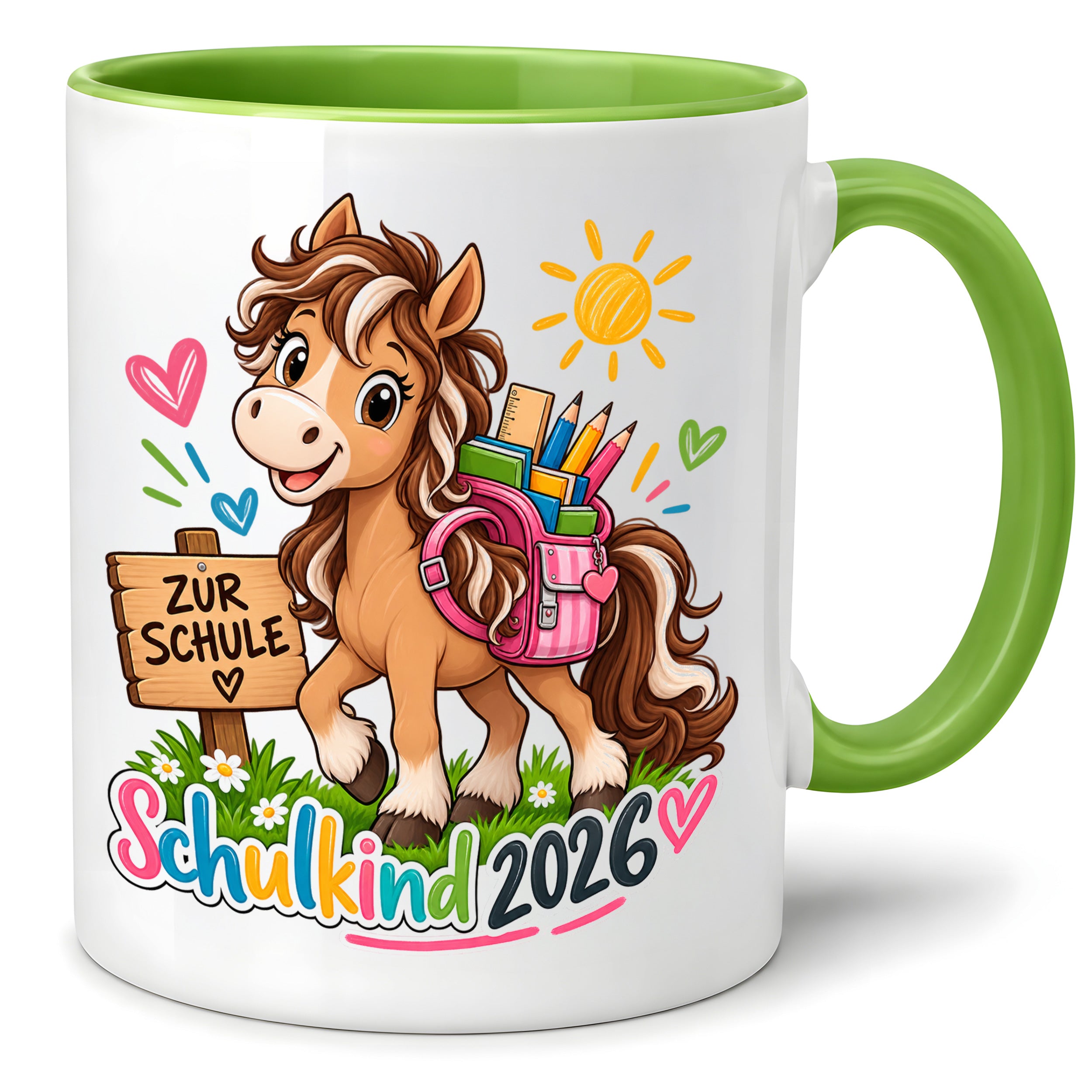 Schulkind 2026 Tasse Pferd Einschulung Geschenk 330 ml Keramiktasse für Mädchen Jungen Schulanfang 1. Schultag