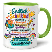 Tasse Schulkind Einschulung Geschenk Mutmacher Schule Schulanfang Kaffeetasse für Mädchen Jungen Geburtstag Schulstart 330 ml