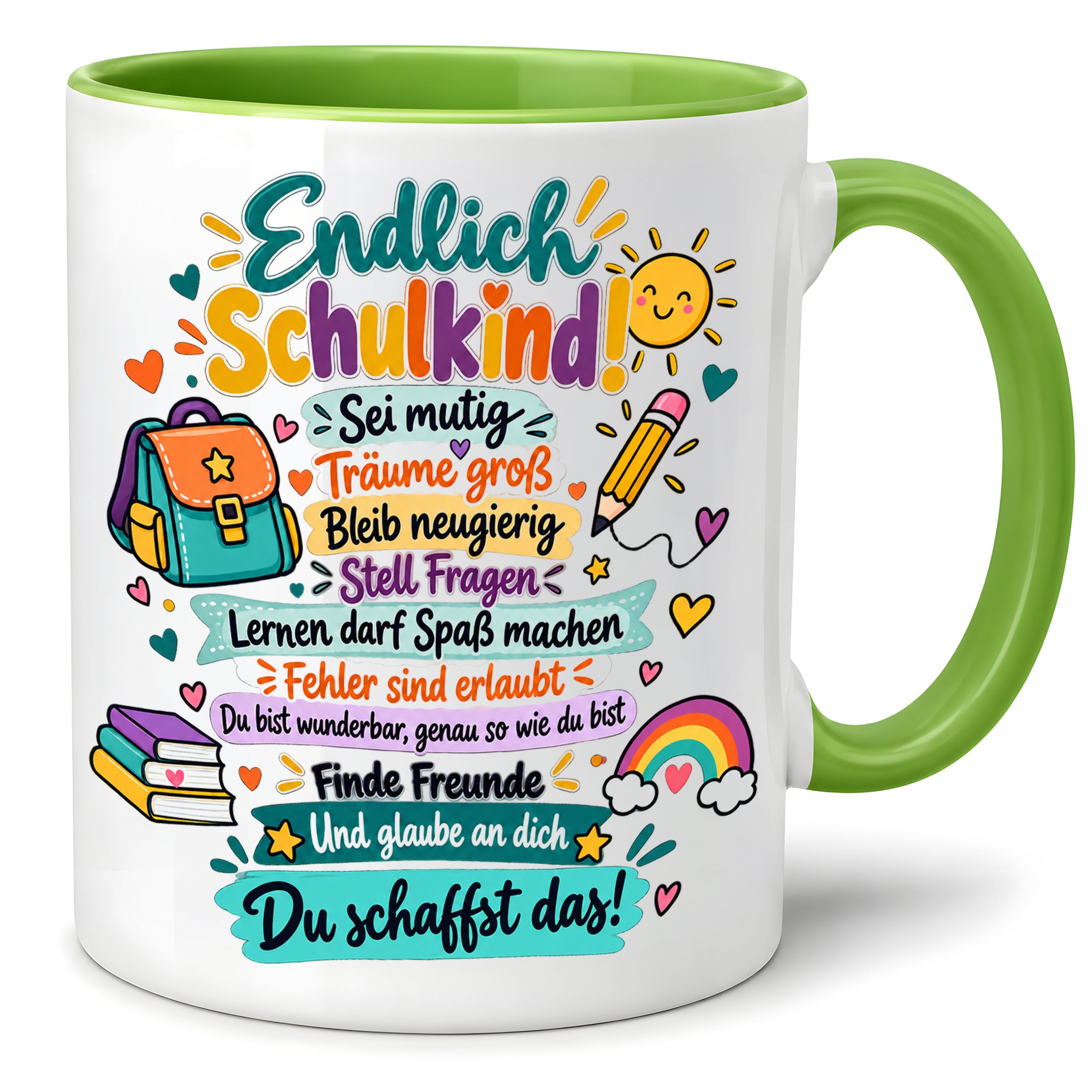 Tasse Schulkind Einschulung Geschenk Mutmacher Schule Schulanfang Kaffeetasse für Mädchen Jungen Geburtstag Schulstart 330 ml