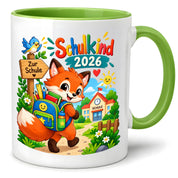 Schulkind 2026 Tasse Fuchs Einschulung Geschenk 330 ml Keramiktasse Schulanfang 1. Schultag Schultüte Mädchen Jungen