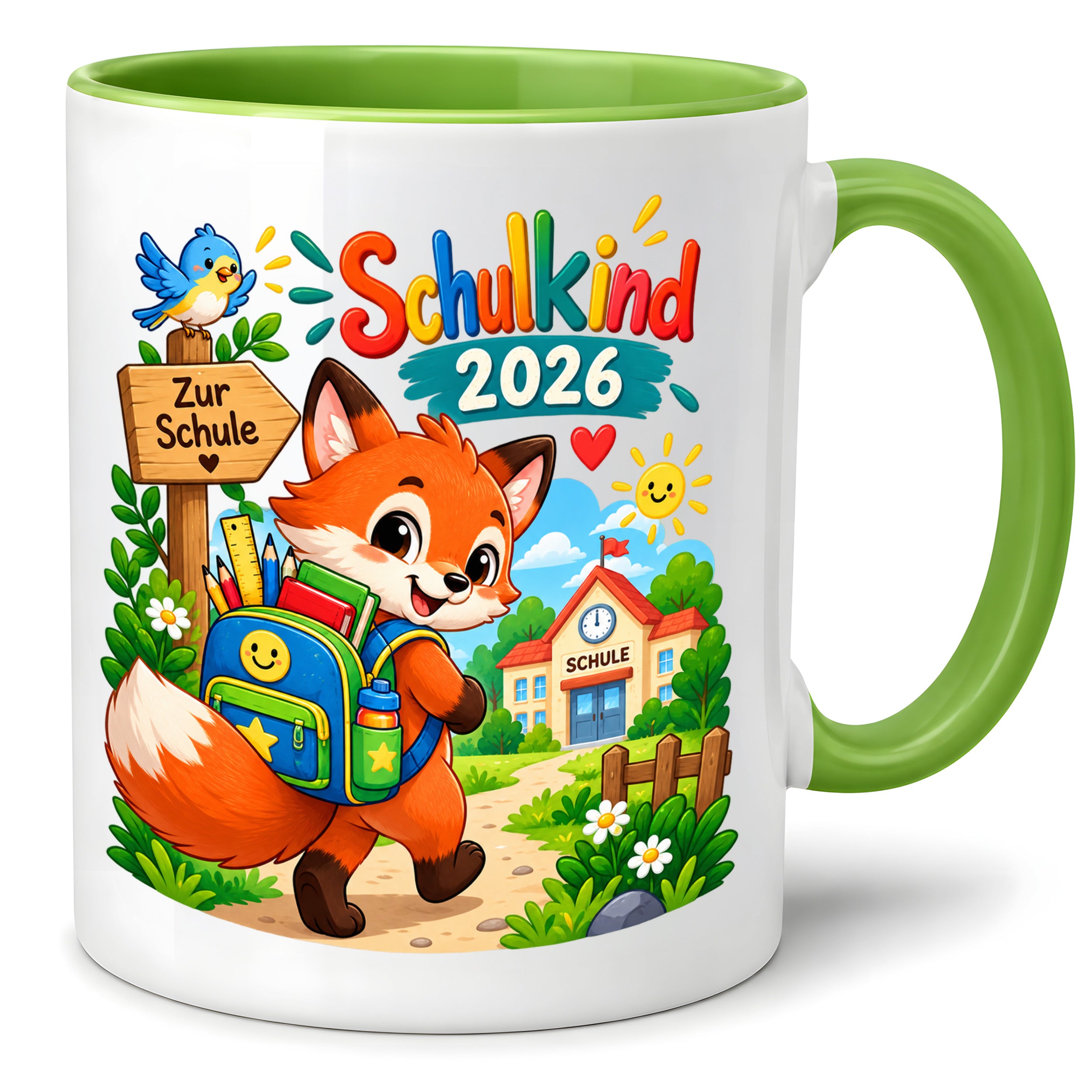 Schulkind 2026 Tasse Fuchs Einschulung Geschenk 330 ml Keramiktasse Schulanfang 1. Schultag Schultüte Mädchen Jungen