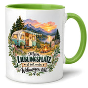 Tasse Wohnwagen Camping Geschenk Lieblingsplatz Camper Kaffeetasse Campingfreunde Wohnmobil Urlaub Geburtstag Weihnachten 330 ml