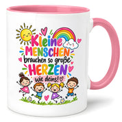 Tasse Erzieherin Geschenk Kleine Menschen große Herzen Kita Kindergarten Dankeschön Pädagogin Geburtstag Weihnachten 330 ml Kindergärtnerin