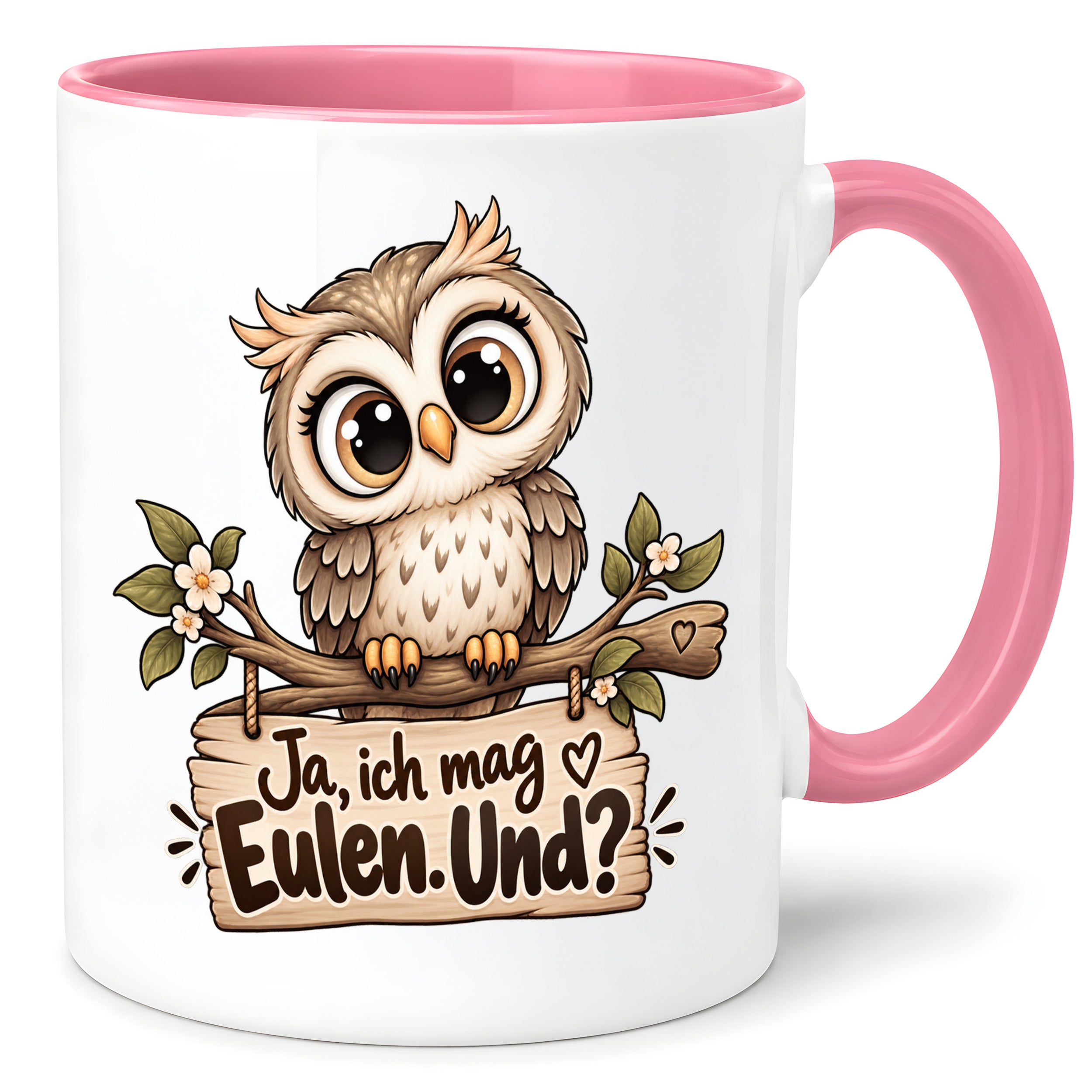 Tasse Eulenfan lustiger Spruch Ja ich mag Eulen Geschenk für Eulenliebhaber Freundin Kollegin Geburtstag Weihnachten 330 ml