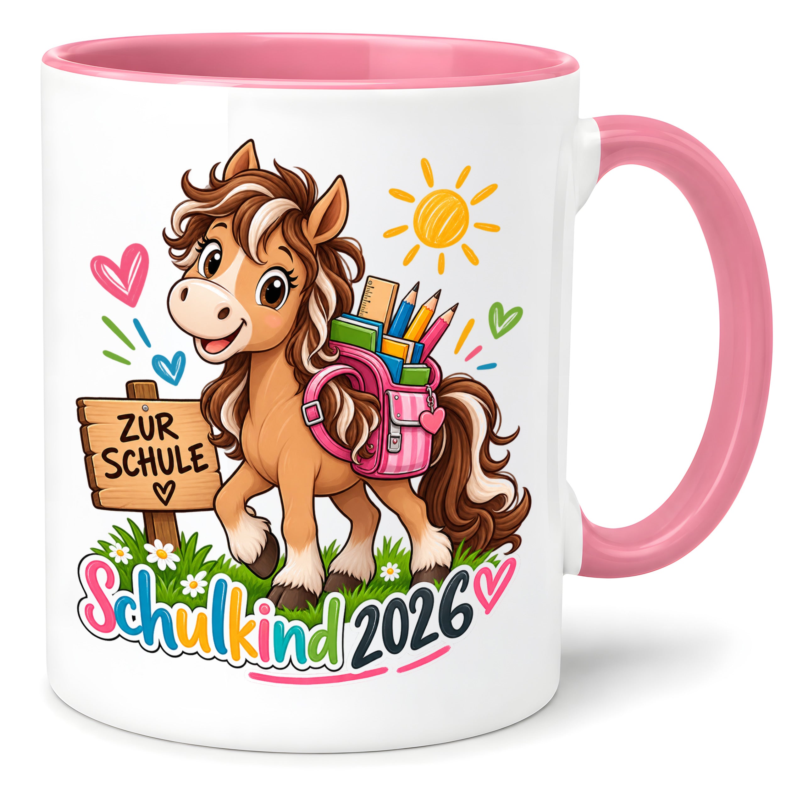 Schulkind 2026 Tasse Pferd Einschulung Geschenk 330 ml Keramiktasse für Mädchen Jungen Schulanfang 1. Schultag