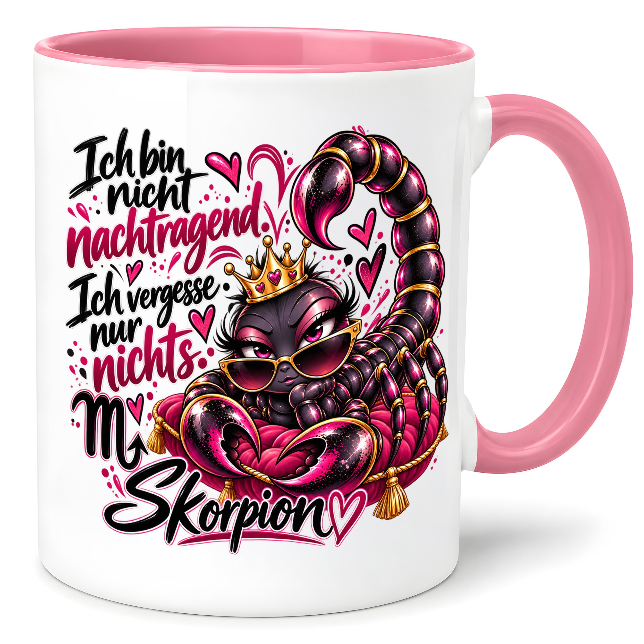 Herzbotschaft Skorpion Tasse – Ich bin nicht nachtragend, ich vergesse nur nichts – Lustige Sternzeichen Tasse mit Skorpion Motiv – Geschenk für Frauen, Freundin und Skorpion Geborene – 330 ml
