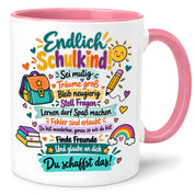Tasse Schulkind Einschulung Geschenk Mutmacher Schule Schulanfang Kaffeetasse für Mädchen Jungen Geburtstag Schulstart 330 ml