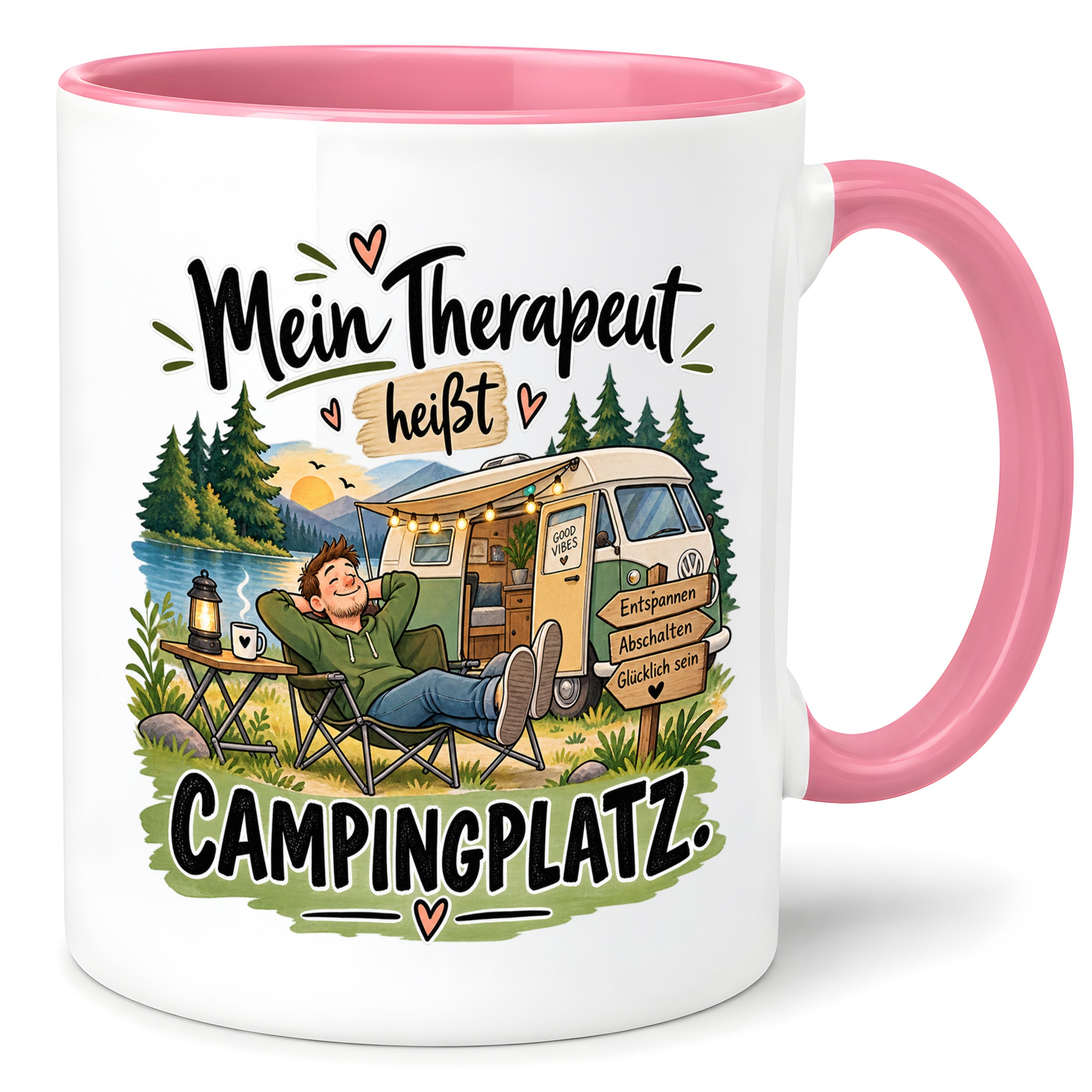 Camping Tasse Mein Therapeut heißt Campingplatz 330 ml Geschenk Camper Wohnmobil Campingfan Geburtstag Weihnachten
