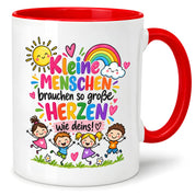 Tasse Erzieherin Geschenk Kleine Menschen große Herzen Kita Kindergarten Dankeschön Pädagogin Geburtstag Weihnachten 330 ml Kindergärtnerin