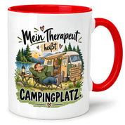 Camping Tasse Mein Therapeut heißt Campingplatz 330 ml Geschenk Camper Wohnmobil Campingfan Geburtstag Weihnachten