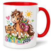 Schulkind 2026 Tasse Pferd Einschulung Geschenk 330 ml Keramiktasse für Mädchen Jungen Schulanfang 1. Schultag