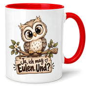 Tasse Eulenfan lustiger Spruch Ja ich mag Eulen Geschenk für Eulenliebhaber Freundin Kollegin Geburtstag Weihnachten 330 ml