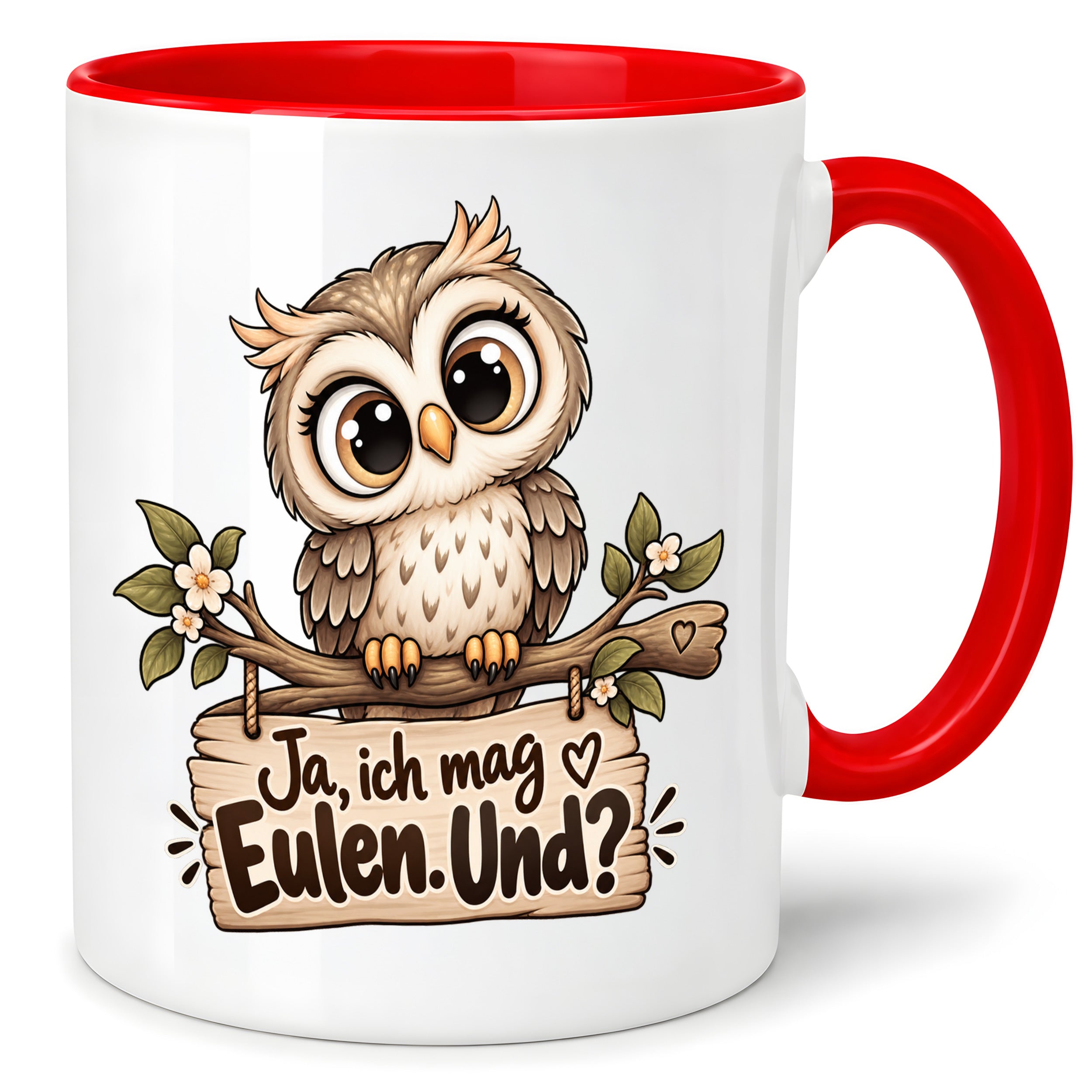Tasse Eulenfan lustiger Spruch Ja ich mag Eulen Geschenk für Eulenliebhaber Freundin Kollegin Geburtstag Weihnachten 330 ml