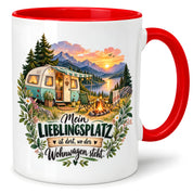 Tasse Wohnwagen Camping Geschenk Lieblingsplatz Camper Kaffeetasse Campingfreunde Wohnmobil Urlaub Geburtstag Weihnachten 330 ml