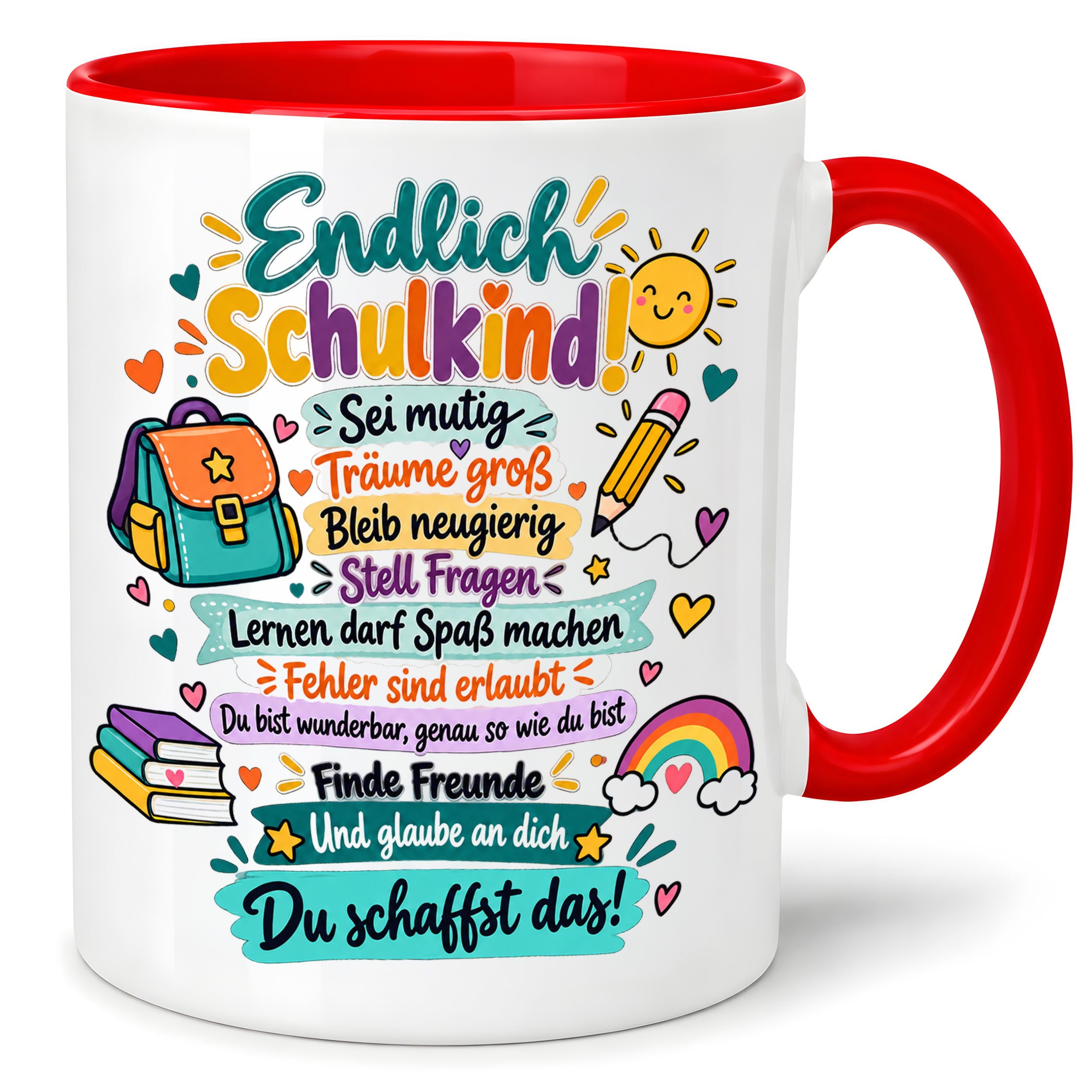 Tasse Schulkind Einschulung Geschenk Mutmacher Schule Schulanfang Kaffeetasse für Mädchen Jungen Geburtstag Schulstart 330 ml