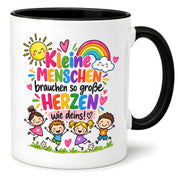 Tasse Erzieherin Geschenk Kleine Menschen große Herzen Kita Kindergarten Dankeschön Pädagogin Geburtstag Weihnachten 330 ml Kindergärtnerin