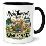Camping Tasse Mein Therapeut heißt Campingplatz 330 ml Geschenk Camper Wohnmobil Campingfan Geburtstag Weihnachten