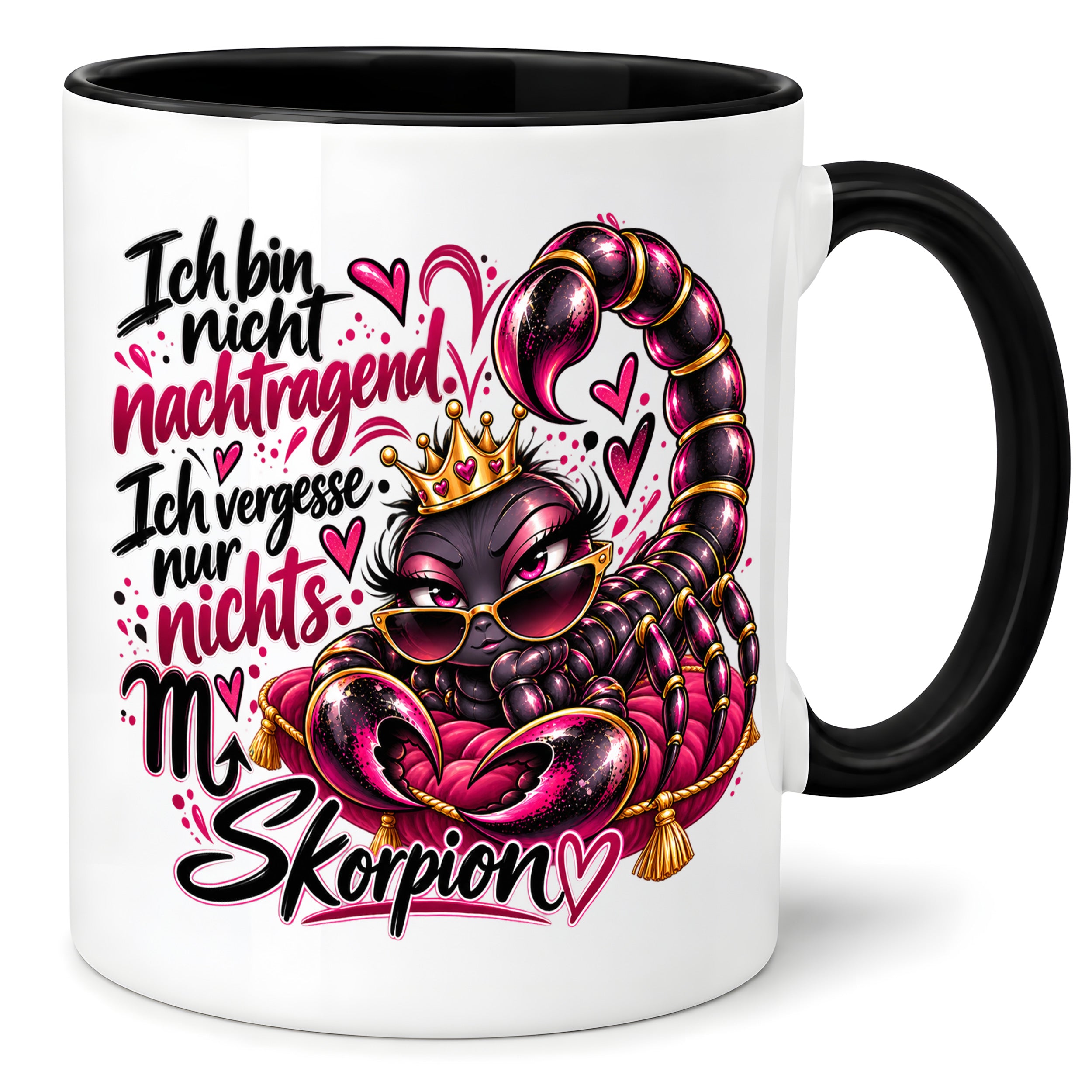 Herzbotschaft Skorpion Tasse – Ich bin nicht nachtragend, ich vergesse nur nichts – Lustige Sternzeichen Tasse mit Skorpion Motiv – Geschenk für Frauen, Freundin und Skorpion Geborene – 330 ml