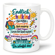 Tasse Schulkind Einschulung Geschenk Mutmacher Schule Schulanfang Kaffeetasse für Mädchen Jungen Geburtstag Schulstart 330 ml