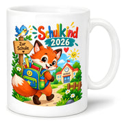 Schulkind 2026 Tasse Fuchs Einschulung Geschenk 330 ml Keramiktasse Schulanfang 1. Schultag Schultüte Mädchen Jungen