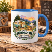 Tasse Wohnwagen Camping Geschenk Lieblingsplatz Camper Kaffeetasse Campingfreunde Wohnmobil Urlaub Geburtstag Weihnachten 330 ml