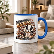 Herzbotschaft Dachs Tasse – Berühren meines Kaffees führt zu spontaner Erwerbsunfähigkeit – Lustige Kaffeetasse mit frechem Dachs Motiv – Geschenk für Kaffeeliebhaber, Kollegen und Büro – 330 ml