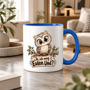 Tasse Eulenfan lustiger Spruch Ja ich mag Eulen Geschenk für Eulenliebhaber Freundin Kollegin Geburtstag Weihnachten 330 ml