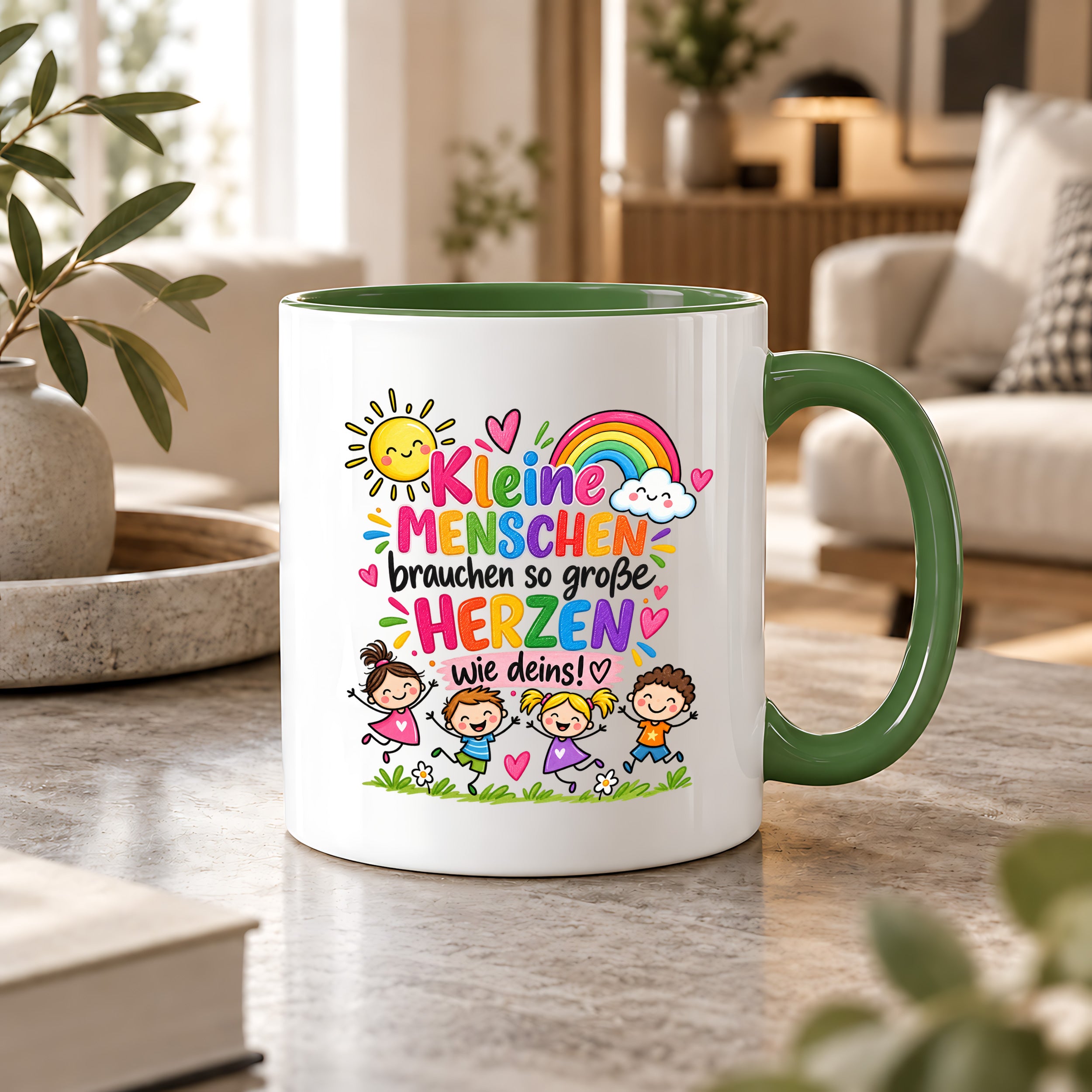 Tasse Erzieherin Geschenk Kleine Menschen große Herzen Kita Kindergarten Dankeschön Pädagogin Geburtstag Weihnachten 330 ml Kindergärtnerin