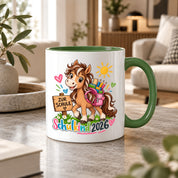 Schulkind 2026 Tasse Pferd Einschulung Geschenk 330 ml Keramiktasse für Mädchen Jungen Schulanfang 1. Schultag