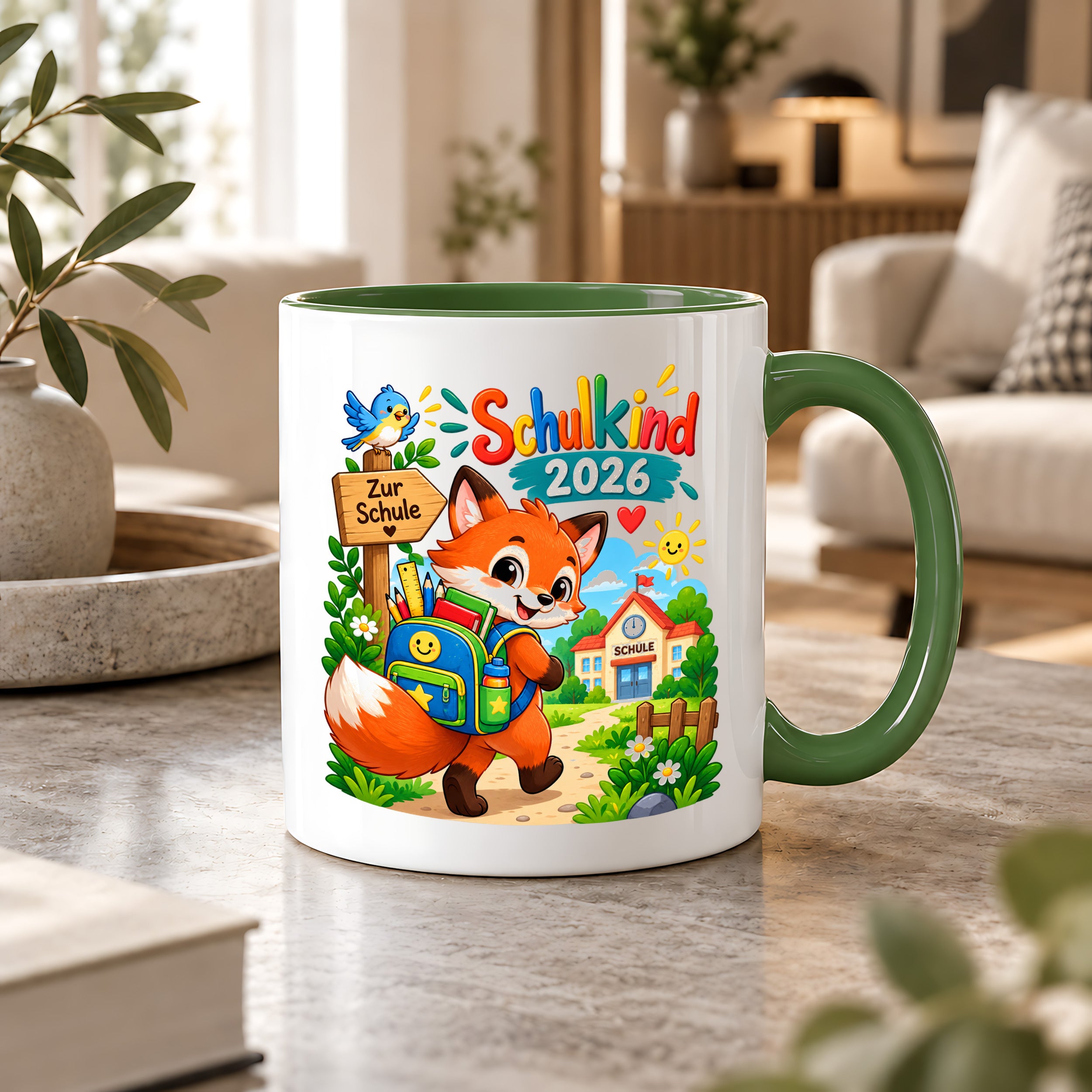Schulkind 2026 Tasse Fuchs Einschulung Geschenk 330 ml Keramiktasse Schulanfang 1. Schultag Schultüte Mädchen Jungen