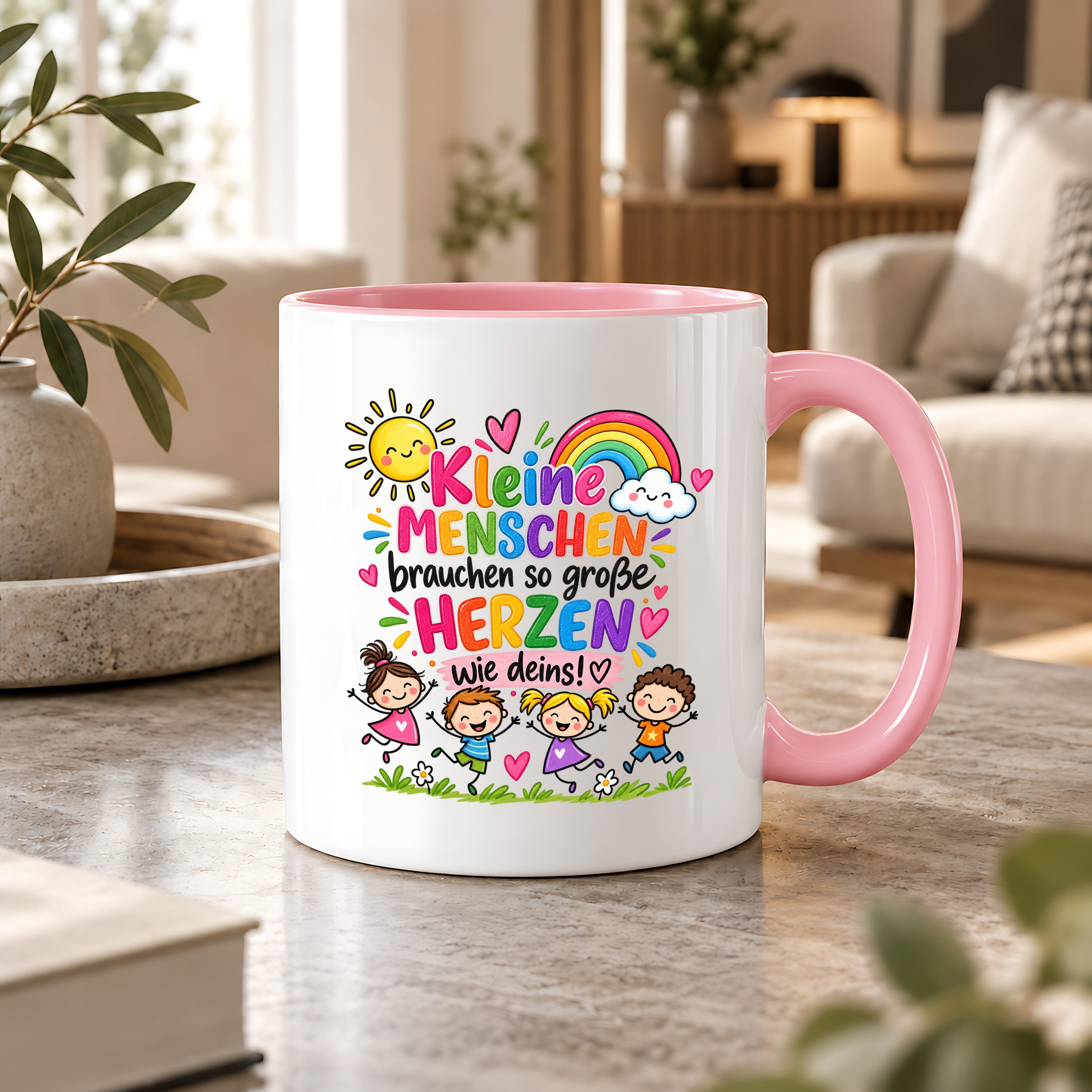 Tasse Erzieherin Geschenk Kleine Menschen große Herzen Kita Kindergarten Dankeschön Pädagogin Geburtstag Weihnachten 330 ml Kindergärtnerin