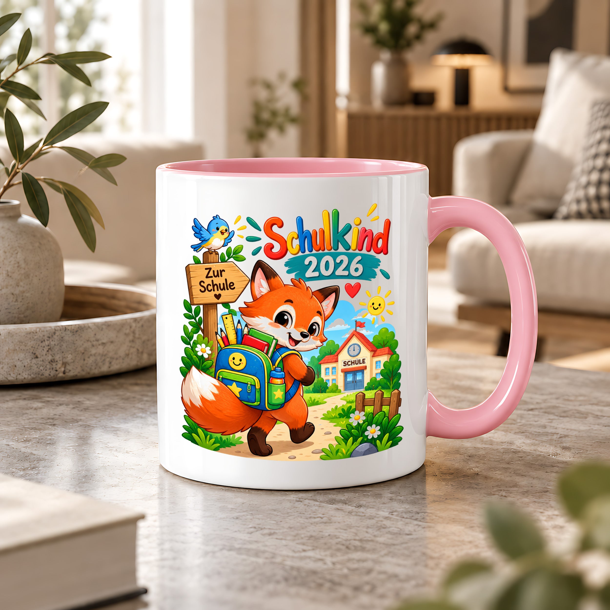 Schulkind 2026 Tasse Fuchs Einschulung Geschenk 330 ml Keramiktasse Schulanfang 1. Schultag Schultüte Mädchen Jungen