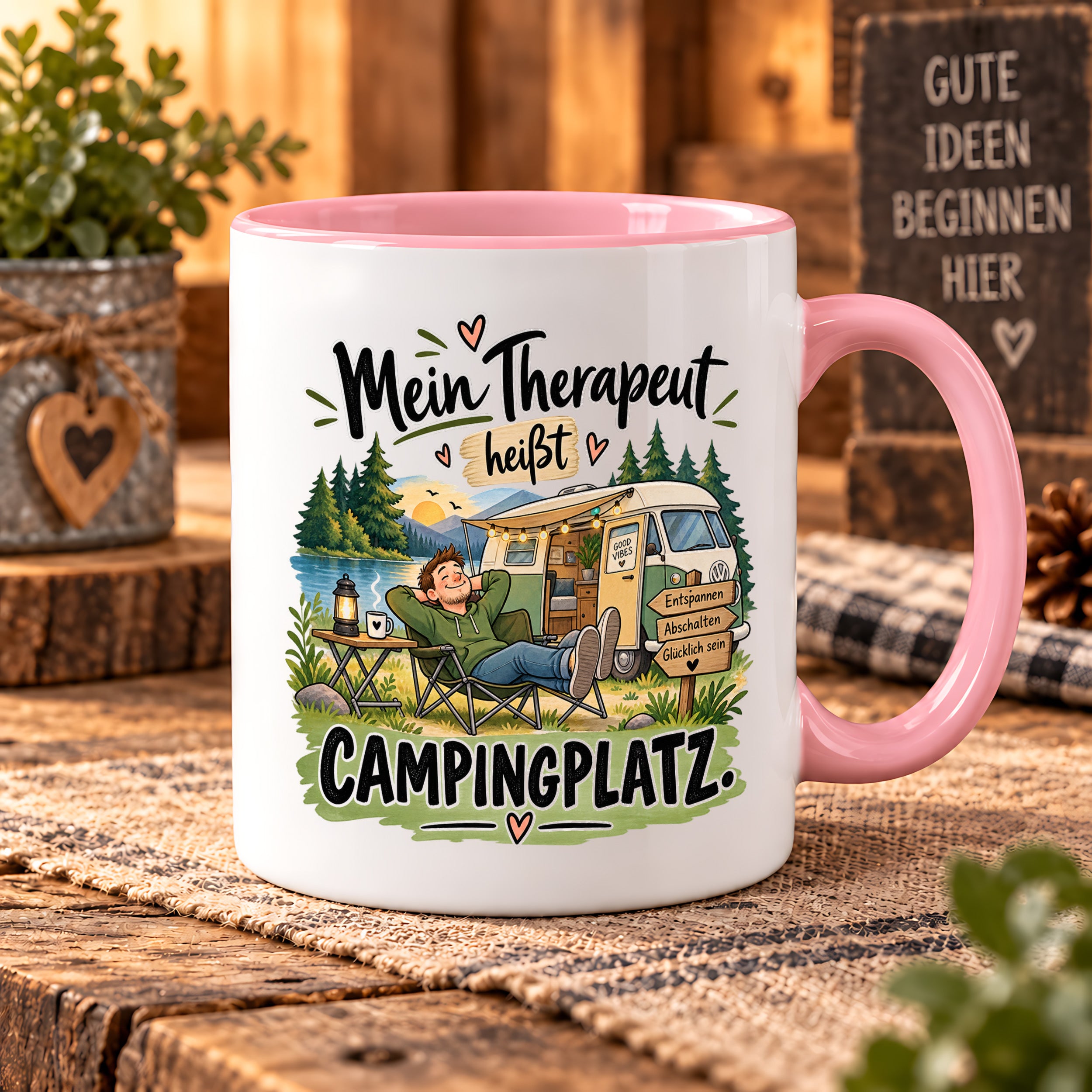 Camping Tasse Mein Therapeut heißt Campingplatz 330 ml Geschenk Camper Wohnmobil Campingfan Geburtstag Weihnachten