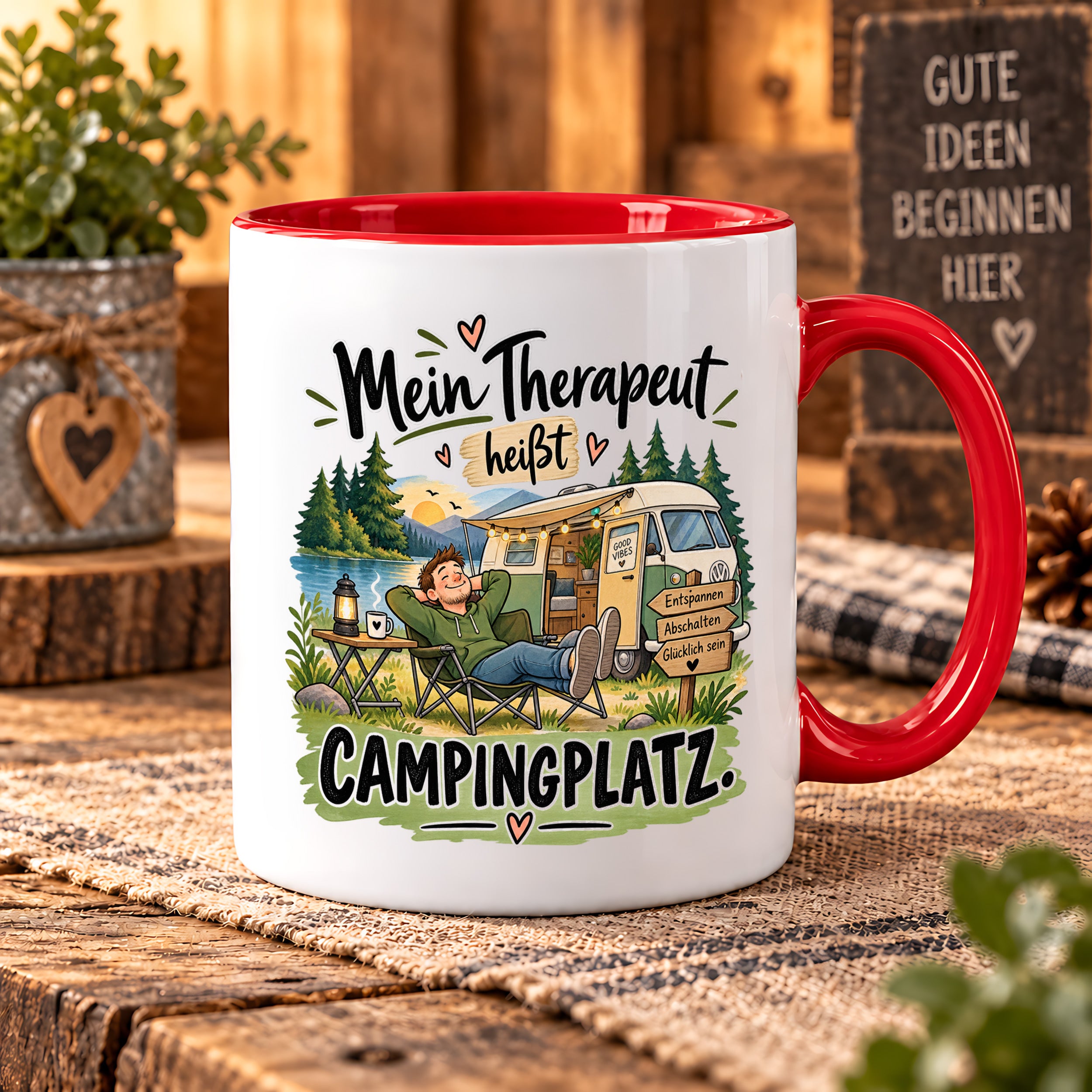 Camping Tasse Mein Therapeut heißt Campingplatz 330 ml Geschenk Camper Wohnmobil Campingfan Geburtstag Weihnachten