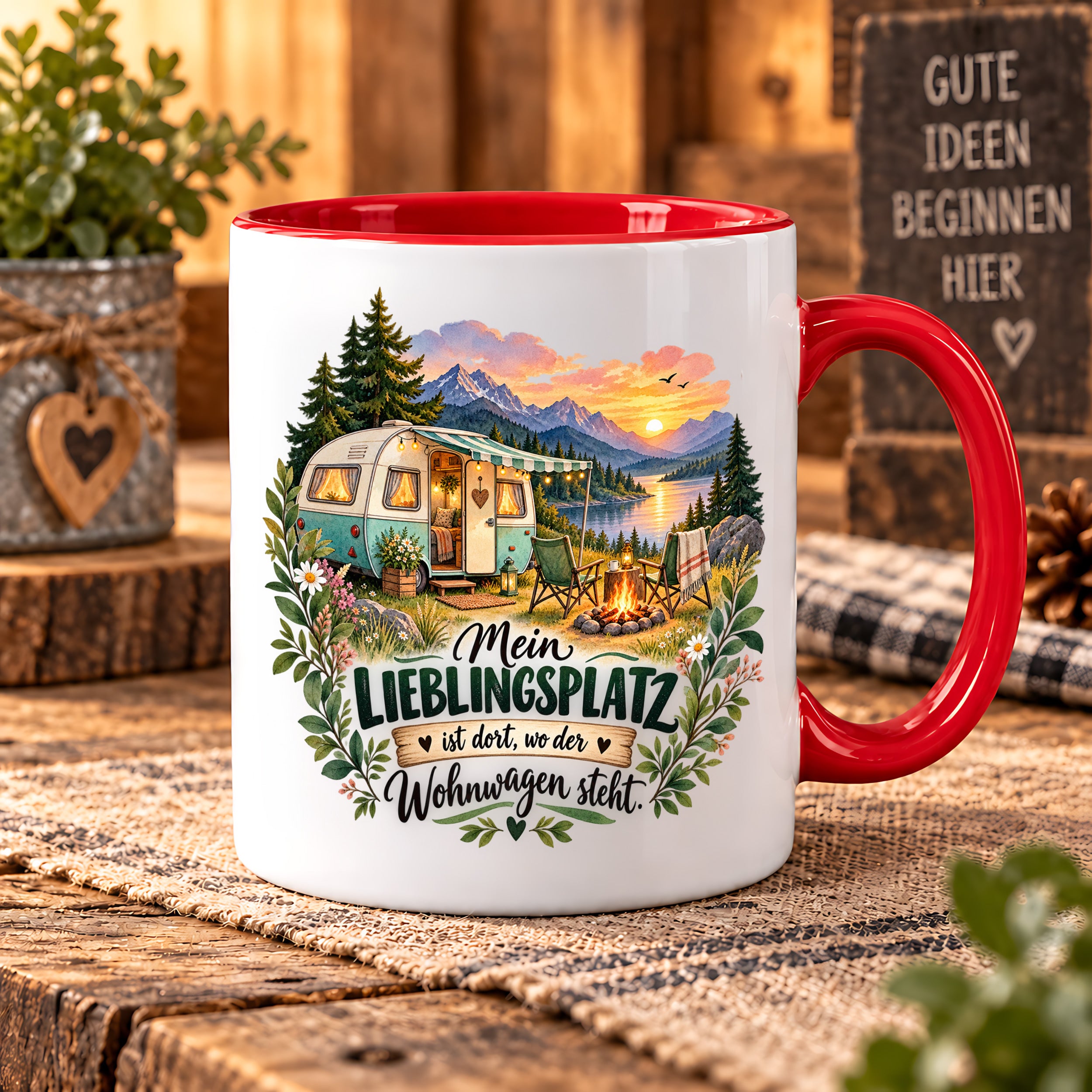 Tasse Wohnwagen Camping Geschenk Lieblingsplatz Camper Kaffeetasse Campingfreunde Wohnmobil Urlaub Geburtstag Weihnachten 330 ml