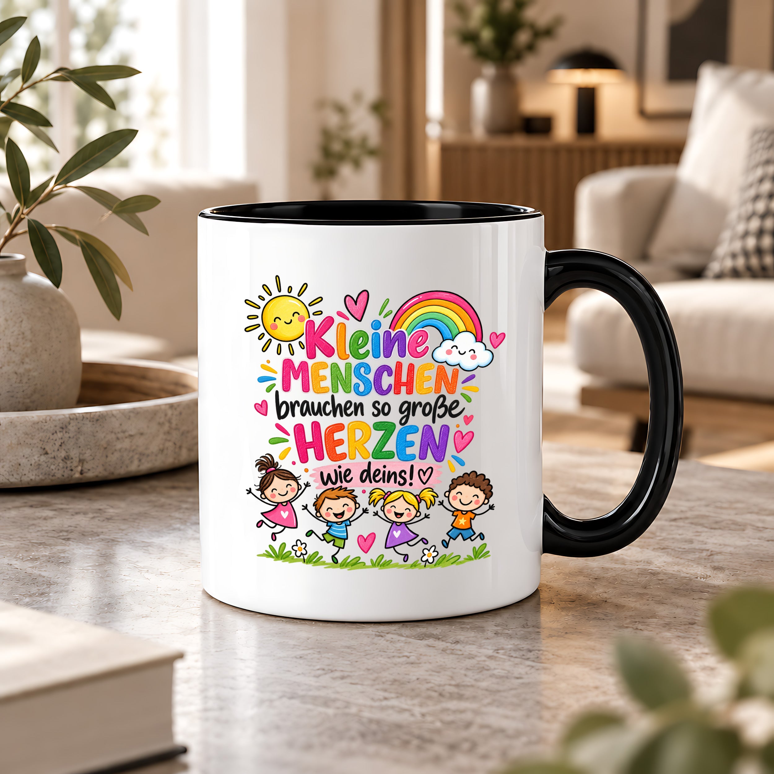 Tasse Erzieherin Geschenk Kleine Menschen große Herzen Kita Kindergarten Dankeschön Pädagogin Geburtstag Weihnachten 330 ml Kindergärtnerin