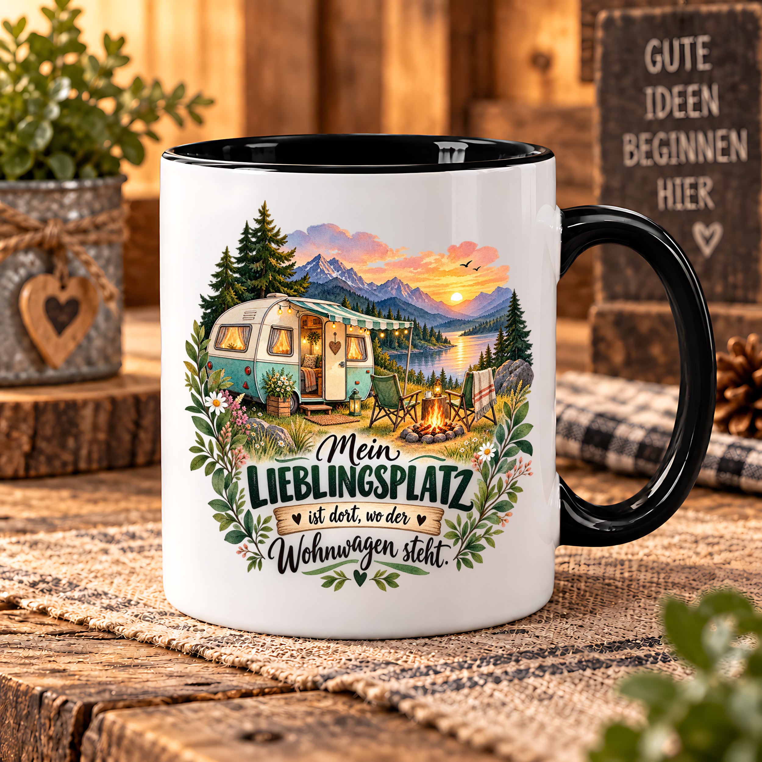 Tasse Wohnwagen Camping Geschenk Lieblingsplatz Camper Kaffeetasse Campingfreunde Wohnmobil Urlaub Geburtstag Weihnachten 330 ml