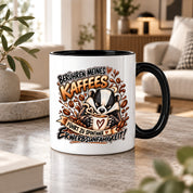 Herzbotschaft Dachs Tasse – Berühren meines Kaffees führt zu spontaner Erwerbsunfähigkeit – Lustige Kaffeetasse mit frechem Dachs Motiv – Geschenk für Kaffeeliebhaber, Kollegen und Büro – 330 ml