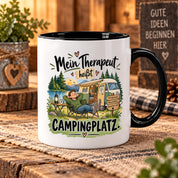 Camping Tasse Mein Therapeut heißt Campingplatz 330 ml Geschenk Camper Wohnmobil Campingfan Geburtstag Weihnachten