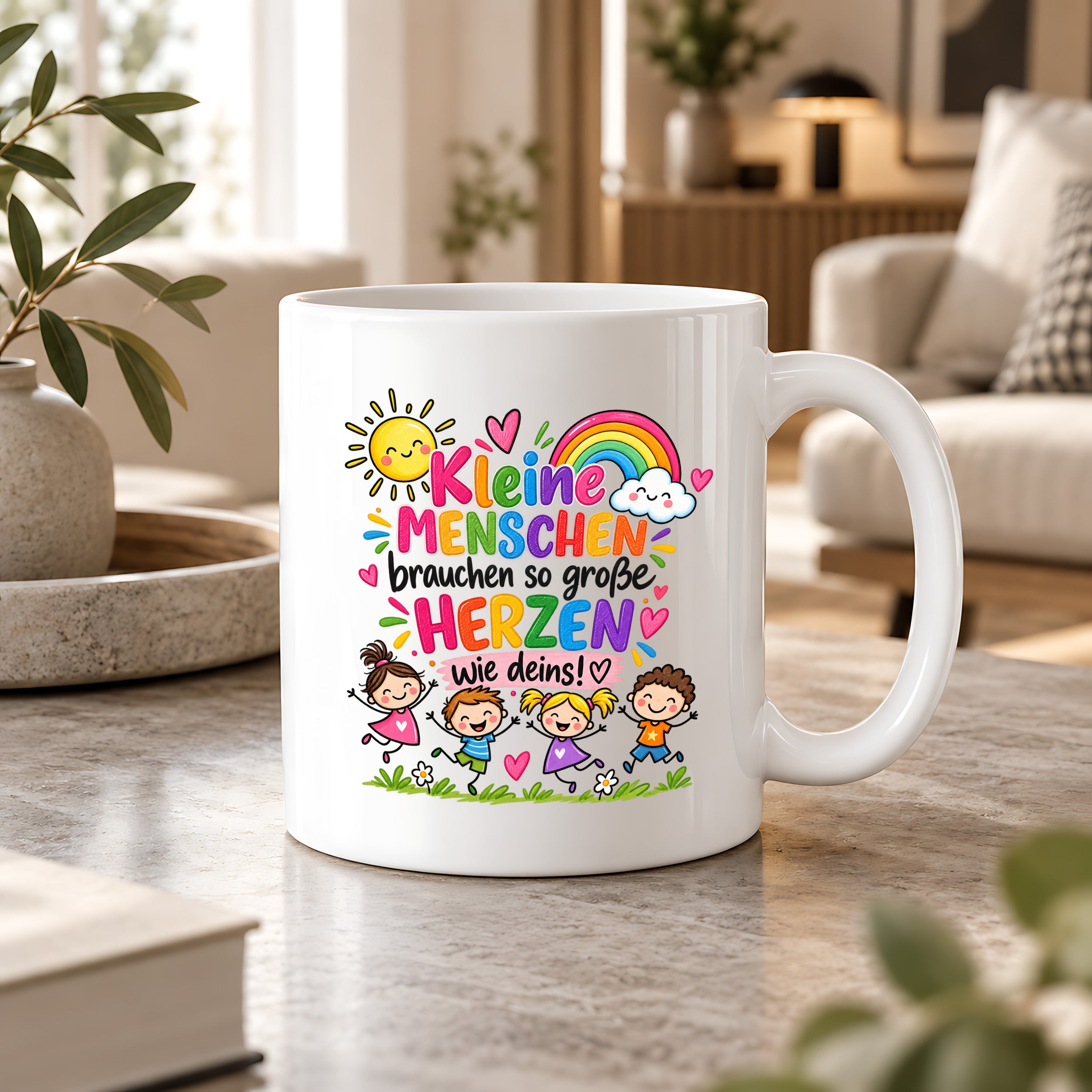 Tasse Erzieherin Geschenk Kleine Menschen große Herzen Kita Kindergarten Dankeschön Pädagogin Geburtstag Weihnachten 330 ml Kindergärtnerin